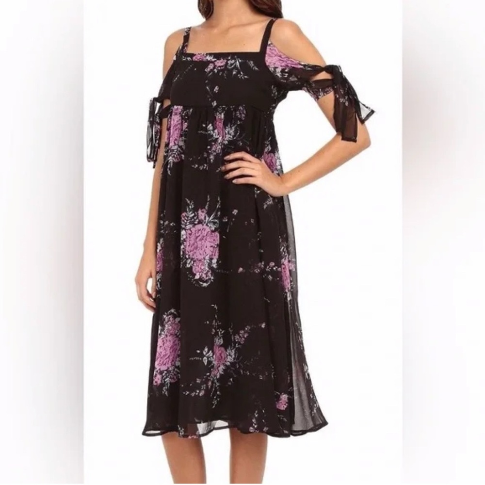 Free People Black and Purple floral midi dress